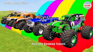 Triple Flatbed Trailer Monster Trucks Transport with Slide Color - BeamNG.drive 270