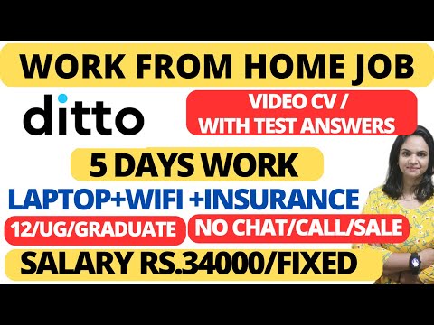 Ditto Work From Home|Live test answers |Work From Home Mobile|Complete interview process|Online jobs