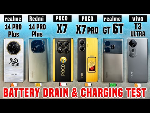 POCO X7 Pro vs realme 14 Pro Plus vs Redmi Note 14 Pro+ vs  Realme GT 6T vs vivo T3 Ultra Battery