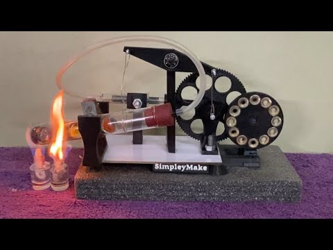 Stirling engine with marbles and gear box mechanism 3d printed model runs on heat #shorts