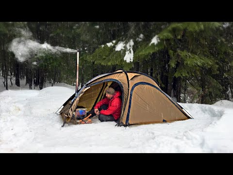 Solo Hot Tent Camping Deep in Idaho Forest | Rain Sounds