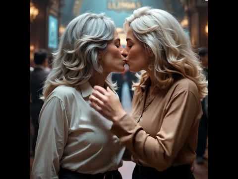 Two mature women kiss in a theater #lesbian #kiss #lgtb