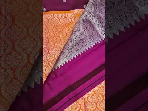 Whatsapp +447838394549 SSR Textiless - Coral shaded Kanchipuram Saree with purple border