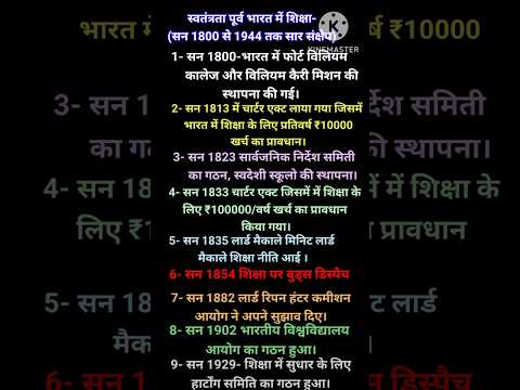 स्वतंत्रता पूर्व भारत में शिक्षा #डीएडविशेष शिक्षा #बीएडविशेषशिक्षा #समावेशी_शिक्षा #short