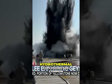 Explosive Geyser Eruption in Yellowstone Park: Terrified Tourists Fleeing Falling Debris