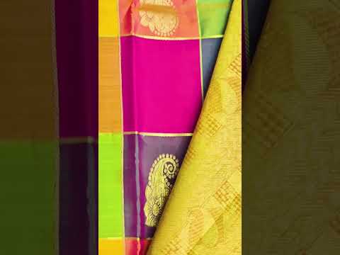 SSR Textiless- Whatsapp +4478 38394549- Traditional Checked Pure Silk Kanchipuram Saree