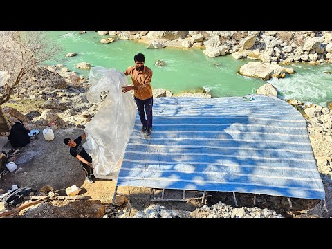 Daily Nomadic Life: Completing the Roof of a Hut Under Harsh Conditions in the Zagros Mountains ⛰️🏕️