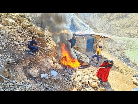 A Giant Rock Destroys Part of the Hut! Family Fights to Remove It 💪