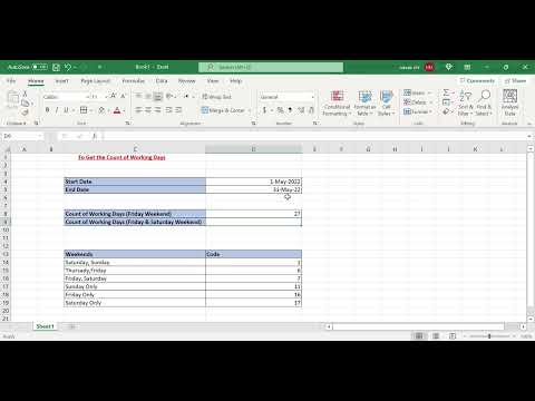 To Find out number of working days between two dates #Exceltrick