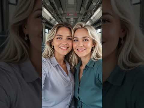 Two mature women kiss in a selfie on a train  #lesbian #kiss #lgtb #selfie