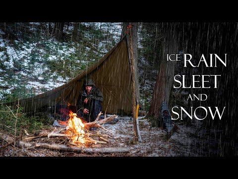 3 Days SOLO CAMPING in ICE RAIN, SLEET and SNOW