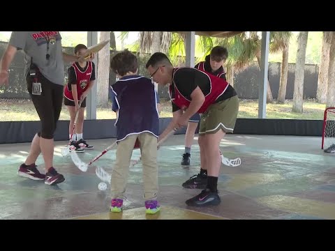 Florida Panthers provide floorball equipment to Calusa Elementary