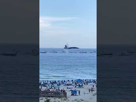 Vapor Cone SlowMo! Blue Angels sneak pass on Pensacola Beach #shorts