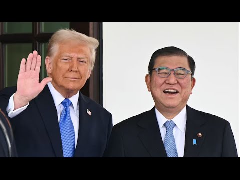 President Trump Greets the Prime Minister of Japan