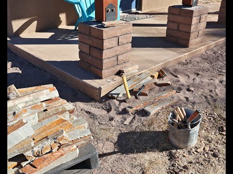 Stone cap atop adobe block pillars Nevada Quartzite December 29 2024