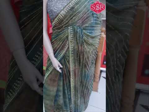 Party ready Multicolour Green Chiffon Saree @ssrtextiless  #latestfashiontrends