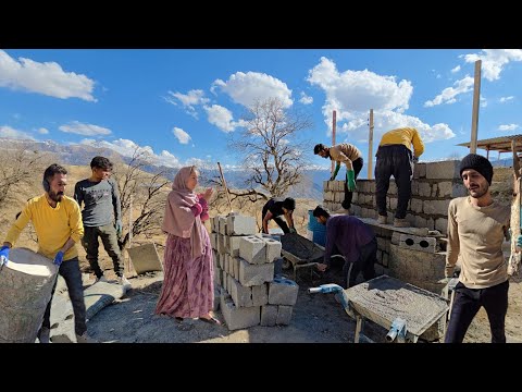 Nomadic Life: Building a Wall of a Nomadic Home | Nomadic Cooking in Hard Times ⛰️🔥