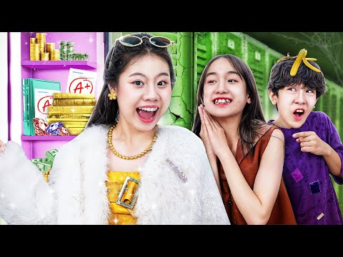 First Day Of Billionaire Girl In Poor School! Rich Girl Vs Broke Girl