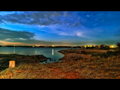 Under the Moon: Capturing Nature's Nocturnal Beauty of lake and landscape at Hyderabad