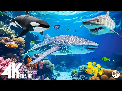 Aquarium 4K VIDEO (ULTRA HD) 🐠 Beautiful Coral Reef Fish - Relaxing Sleep Meditation Music #26