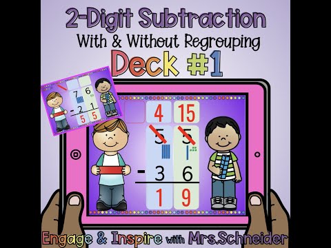 2-Digit Subtraction WITH & WITHOUT Regrouping Boom Cards Deck#1