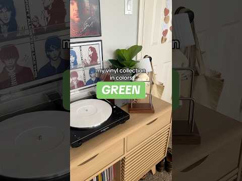 my vinyl collection in colors: green☘️ #vinyl #vinylrecords #music #arianagrande #harrystyles