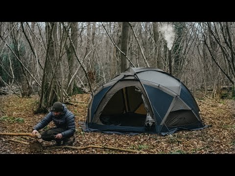 Winter Camping in -5°C: Geodesic Hot Tent & Folding Woodstove