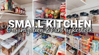 SMALL KITCHEN ORGANIZATION 2025 | FRIDGE & PANTRY RESTOCK | NARROW PANTRY ORGANIZATION IDEAS | ASMR