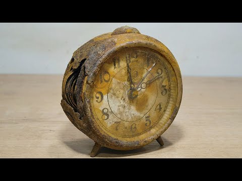 RESTORATION OF a very old RUSTY ALARM CLOCK built in 1950  Amazing clock recovery