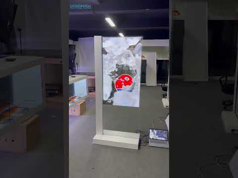 T OLED floor standing kiosk, transparent OLED floor standing kiosk, 55 inch transparent OLED