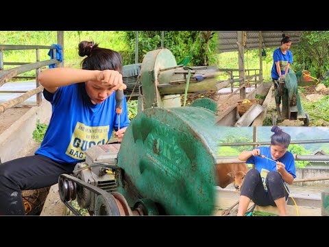 Repair girl - repair and complete renovation of ancient grass cutter, mechanical girl