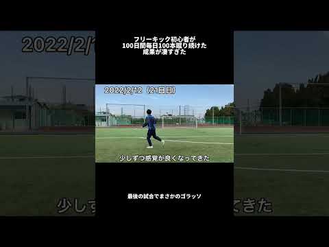 初心者がフリーキック毎日100本を100日間続けた成果が凄すぎた… #サッカー #ショート動画