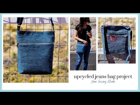 jeans crossbody bag sewing tutorial - fun upcycling project