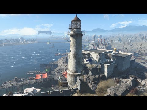 Fallout 4 Kingsport Lighthouse Settlement Tour | Minutemen Navy Port | Detailed Settlement Build