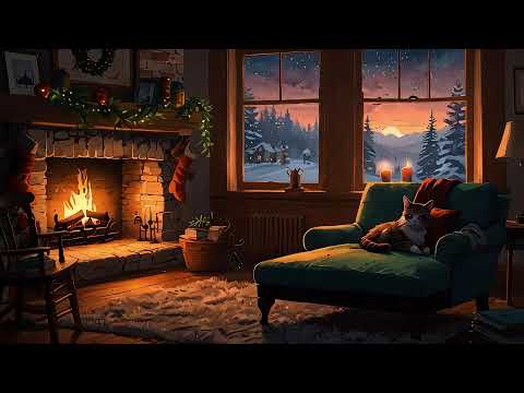 🔥Christmas Cozy Fireplace Ambiance & Lofi Piano Music | Relaxing Study and Chill 🔥