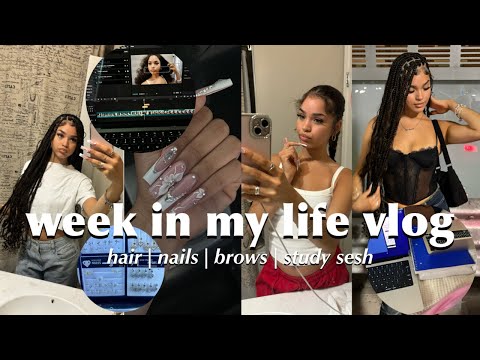 WEEK IN MY LIFE VLOG || hair, nails, brows, studying, makeup tut, hauls