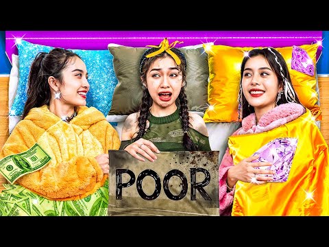 Poor Girl At Rich Sleepover Party! Rich Girl Vs Poor Girl!