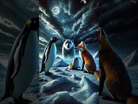 "Penguin and fox unite to challenge the polar bear!" #aianimation #animaltales #penguins