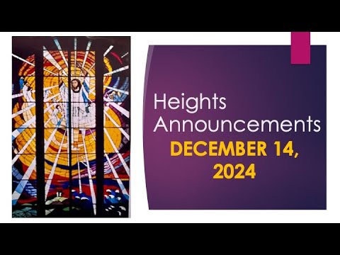 December 14  2024 Announcements