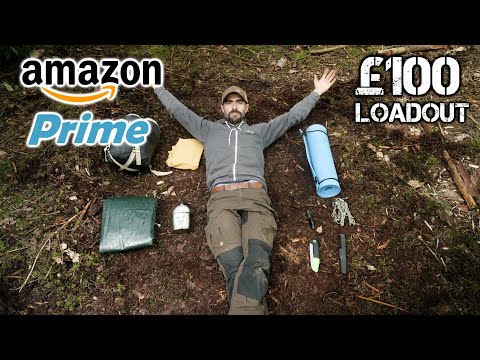 £100 Amazon Prime Camping Challenge (Next Day Delivery Bushcraft Loadout)