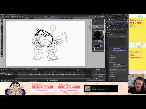 Working on 2D Animation in Blender Grease Pencil :) CO-WORKING Stream!