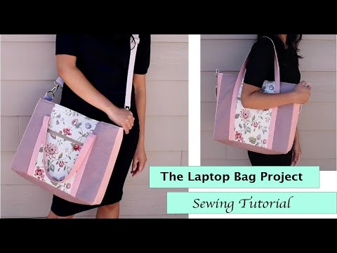 Large laptop bag - Sewing Tutorial - with pocket divider and adjustable strap