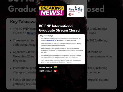 Important Update: BC PNP International Graduate Stream Closed