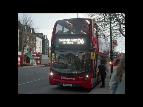 E400MMC Smart Hybrid Stagecoach London 11037e SN18KUD Route D6 Leaving at Mile End Stn/Mile End Road