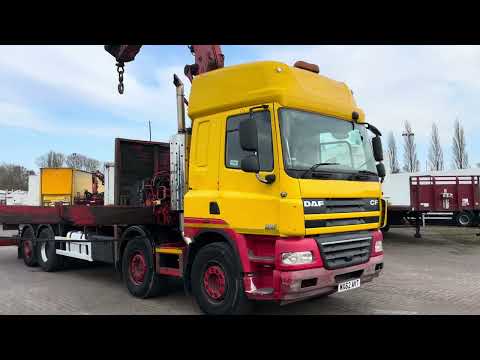 New In Stocklist For Sale: DAF CF85 360 EURO 5, 8X2 DRAWBAR SPEC FLATBED/CRANE – 2012 – MX62 AYT