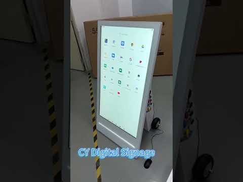 White Movable Battery Powered Digital LCD Kiosk With Wheels