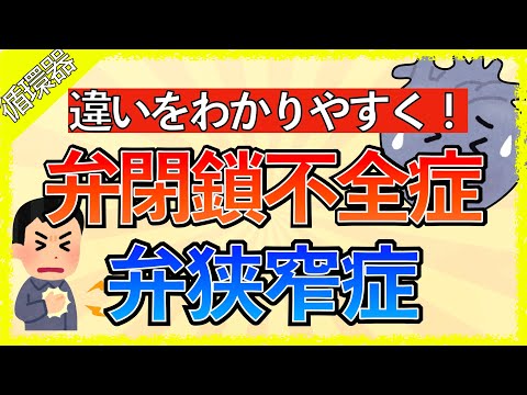 イラストで学ぶ医学！「弁狭窄症と弁閉鎖不全症って何が違うの？」僧帽弁狭窄症と僧帽弁閉鎖不全の違い/心房細動が起こる理由/心拍出量低下/肺うっ血