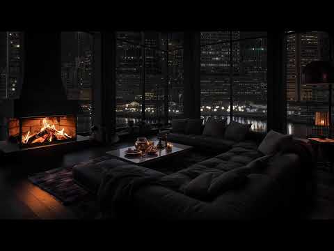 Insomnia Relief | rain sounds in a cozy room with fire and warmth