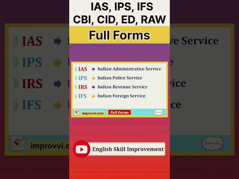 Full forms of IAS, IPS, IFS, IRS, CBI, ED, CID, IB, RAW #shorts