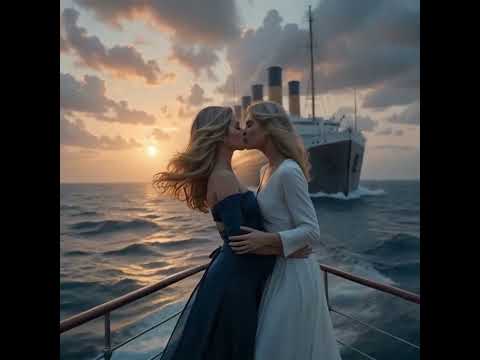 Titanic Love  A Pregnant Woman and Her Partner Share a Kiss in Front of the Iconic Ship #lesbian